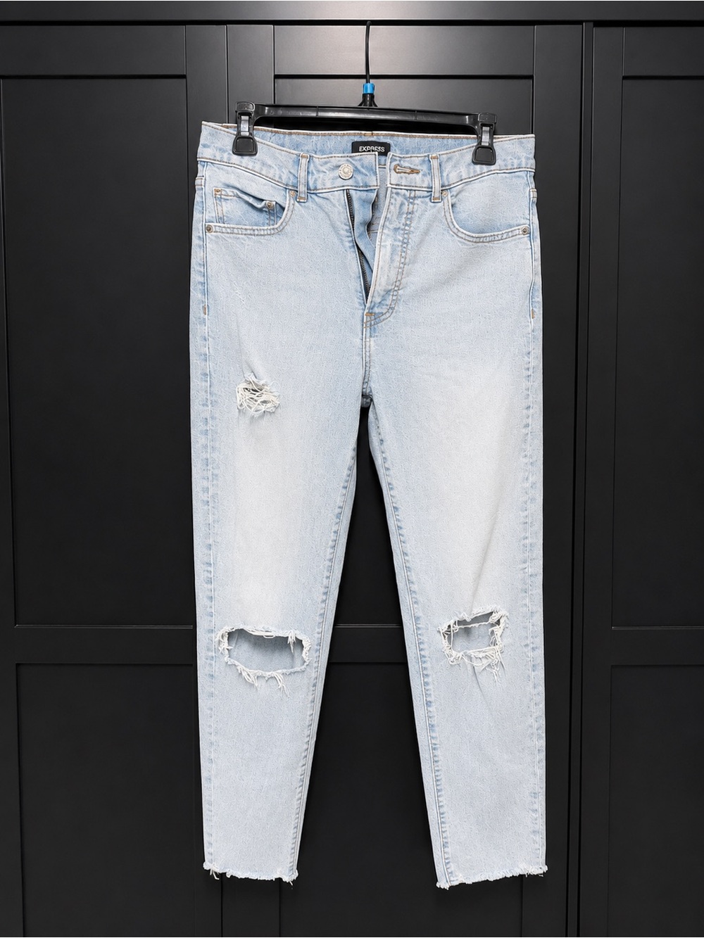 Express Light Wash Distressed Boyfriend Jeans